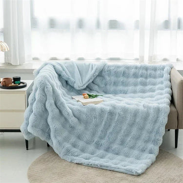 Soft Toscana Rabbit Fur Blanket – Double - Sided Bubble Fleece - InspiredGrabs.com